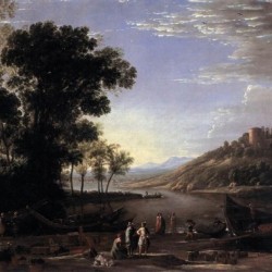 Paysage avec marchands